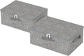 Blanket Bags with Lid, Foldable Underbed Storage Bins, Home Basket Container for Organizing Clothes, Shoes, Pillows, 14.9x10.2x5.9Inches, Grey, 2 Pack