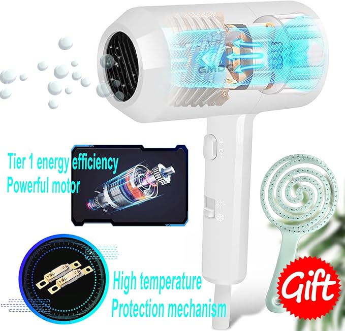 Hotel Wall Mounted Hair Dryer for Bathroom,Restroom Professional Blow Dryer,with Stand Rack,Specialised Motor for Salon,Fast Drying - Gifts【Massage Comb, Screws+ Adhesive】 110V