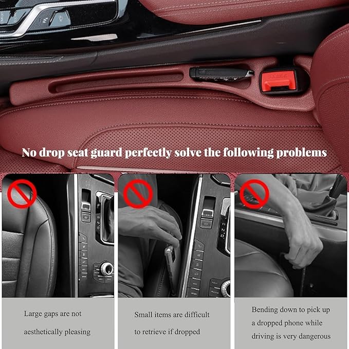 No Drop seat Guard - 2025 New car seat Side Gap Filler for All Cars, Prevents Small Items, Cards & Tools from Falling, Easy to Install Gap Storage Solution (Brown)