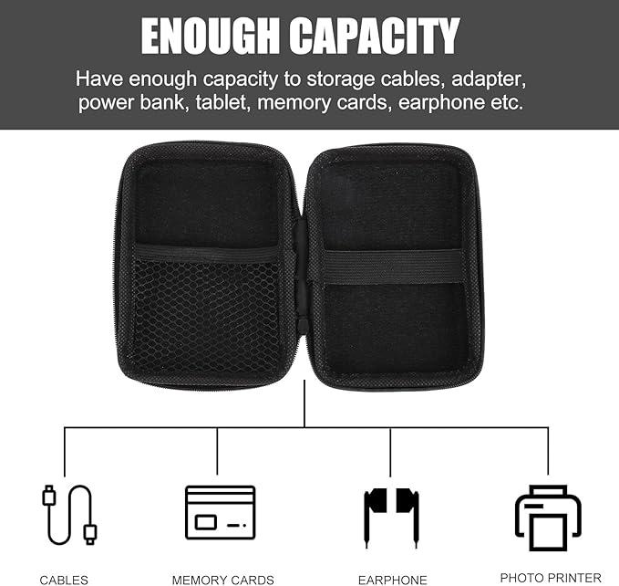 2pcs Compact Electronic Travel Organizer Cable Bag Shockproof Cord Storage Pouch Portable Holder for Electronics Accessories