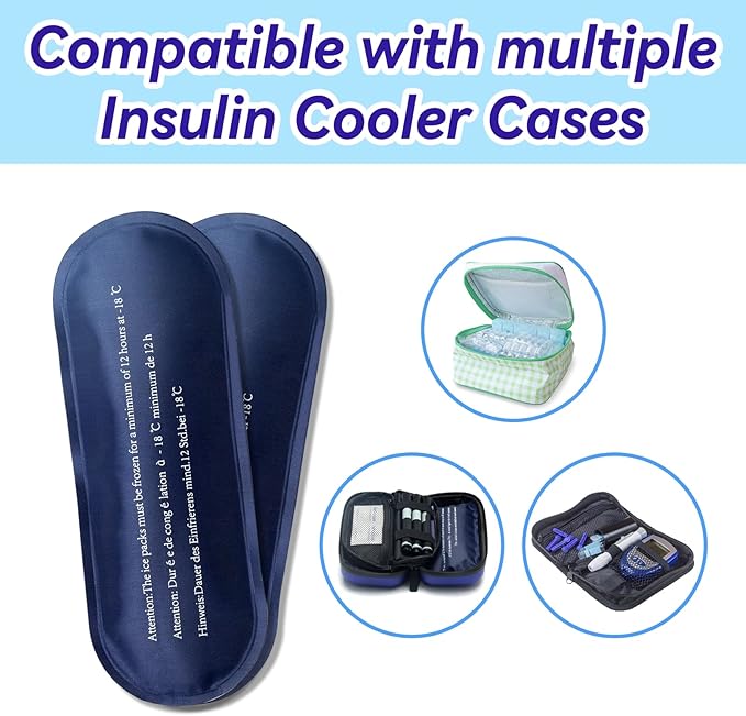 Ice Pack for Insulin Travel Case, TSA Approved Reusable Medical Cooler Bag Ice Packs for Diabetic (Pack of 4)
