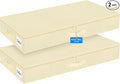 punemi 4.5 Inch Tall Low Profile Under Bed Storage Containers Bins, 2Pcs Shallow Flat Underbed Clothes Storage With Sturdy Structure Support, Under Couch & Sofa Storage For College Dorm Room, Beige