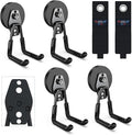 3-H Heavy Duty Magnet Garage Hooks 4 Pack, Large Strong Magnetic Hooks for Hanging Cordless Power Drill, Utility Magnetic Tool Holder for Metal Cabinet, Steel Pegboard, Toolbox, Garage(Black)