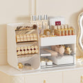 Makeup Organizer with Drawers,Large Capacity Countertop Organizer for Vanity,Bathroom and Bedroom Desk Cosmetics Organizer,Easy To Storage Skincare,Brushes, Eyeshadow,Lipstick (White, Large)