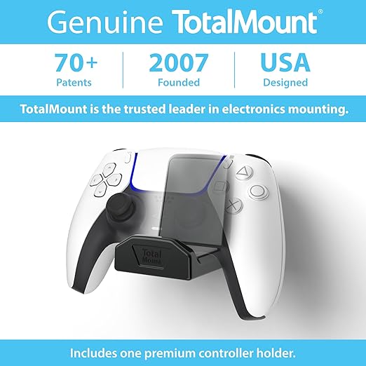 TotalMount Controller Wall Stand (1 Pack) with Non-Slip Pad & Removable Adhesive for Xbox, PS5, PS4, and Nintendo – This Premium Holder Won’t Damage Your Wall with Screws or Permanent Adhesive