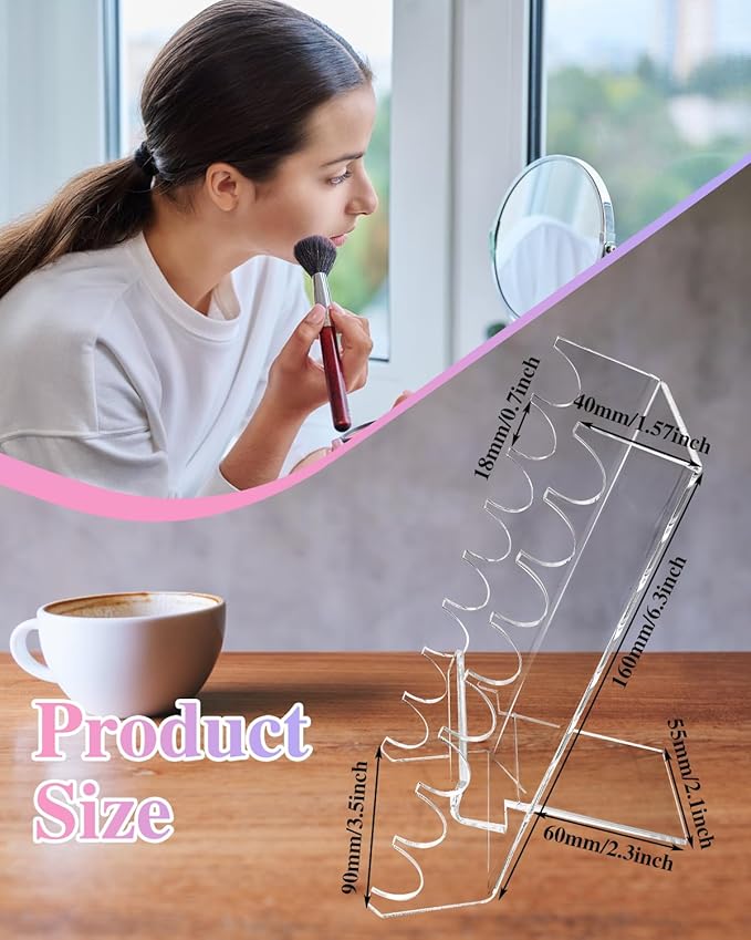 8 Tier Acrylic Makeup Brush Holder, Unique Clear Paint Brush Drying Rack Hair Brush Holder for Women, Acrylic Pen Holder Display Stand for Home School Office or Store Use