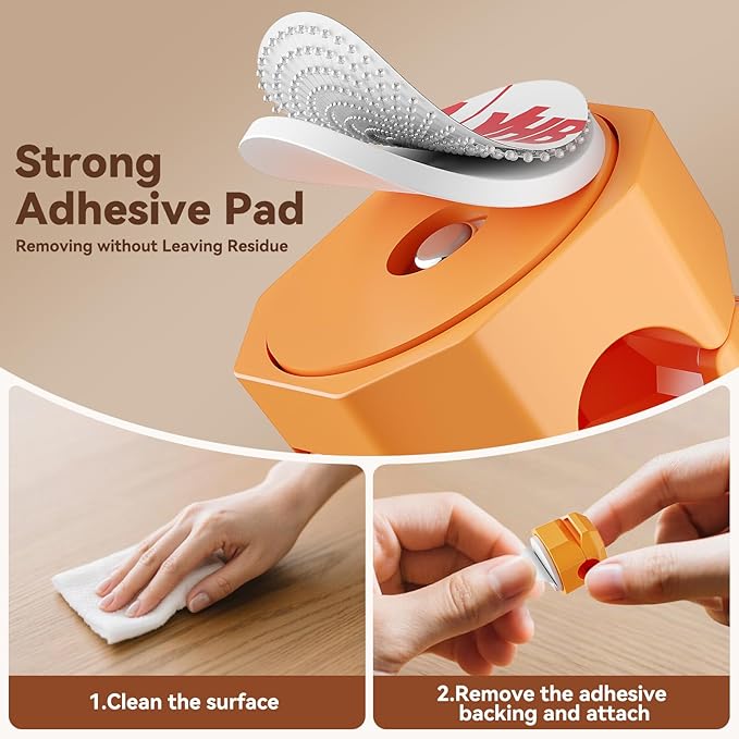8 Pack Spring Cable Clips,Rotatable Cord Organizer Desk Cable Management Cord Holder Adhesive Phone Charger Cord Clips for Home Office Car Wall Nightstand Accessories Orange