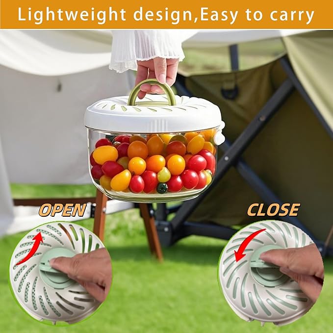 2025 Upgrade Fruit Washing Bowl with Strainer (2.85QT+1QT), 3 in 1 Multipurpose Drain Basket with Lid and Ice Box, Foldable Handle Perfect for Fridge Storage and Outdoor Picnics