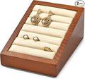 Oirlv Solid Wood Ring Tray Display Stand Slotted Jewelry Ring Showcase Display Jewelry Organizer for Trade Showcase(Creamy-white)