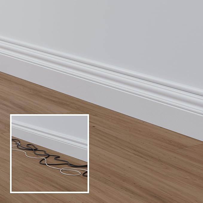D-Line Half Round Cord Hider, Patented Cable Cover, Hide TV Wall Mount Wires, Raceway for Cords, Decorative Wire Covers, Paintable, Adhesive Cable Concealer, 8X 0.78in W x 0.39in H x 39in L,White