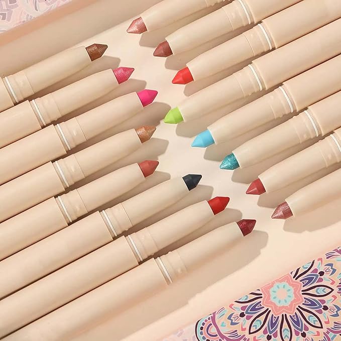 Eyeshadow Makeup, Waterproof Hypoallergenic Long Lasting Eye Liner, Highlighter Matte Cream Eye Shadow Stick, Glitter Primer Palette Shimmer Eyeliner Pen, Enthusiasm Matte