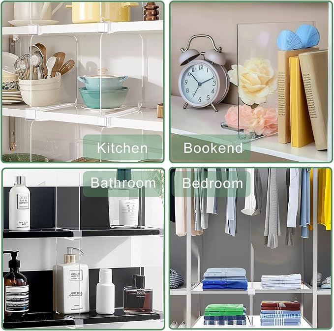 Shelf Dividers for Closet Organization, 12Pcs Closet Purse Organizeder Acrylic Shelf Dividers Purse Closet Organized Closet Dividers for Shelves Clear Shelf Dividers Shelf Separators in Closet (White)