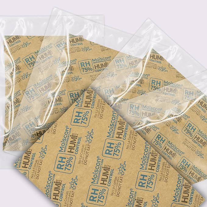 75% Two-Way Humidity Control Packs - 60 Gram - 120 Pack - Moisture Control Packets Individually Wrapped for Storing 1 lb, Humidifier Packs for Storage Containers Hydration Packets
