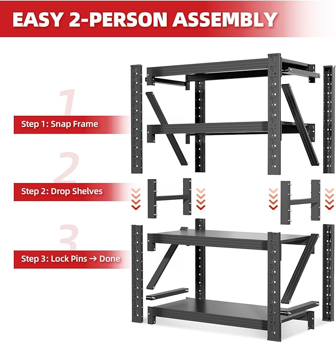 32" W Garage Shelving,4-Tier Heavy Duty Storage Shelves Unit with Adjustable Metal Shelf for Warehouse,Basement,Workshop,3000LBS,32" W x 20" D x 63" H,Black