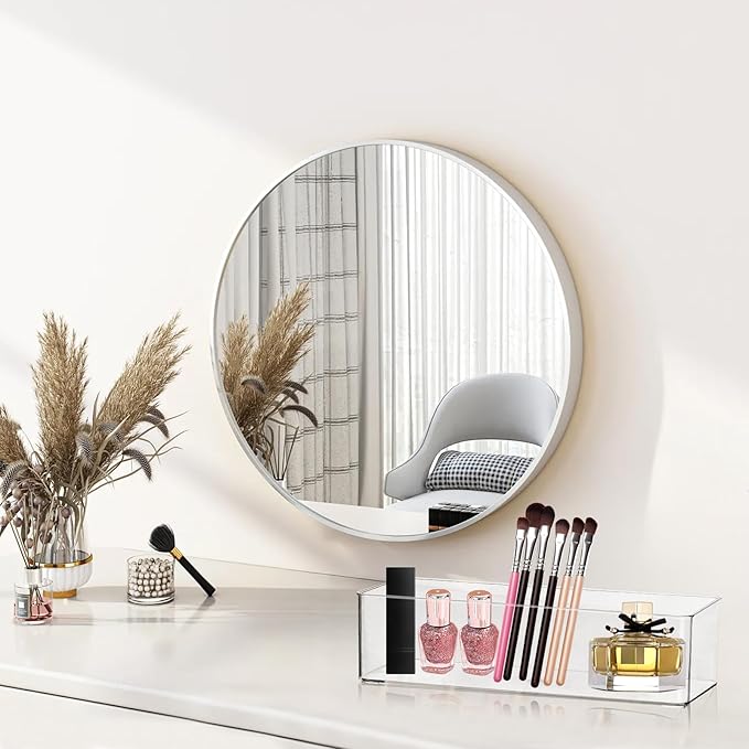 Acrylic Makeup Brush Holder Organizer, 1 Pack 1 Section Clear Plastic Makeup Holder 9.13x3.54x2.36 Inches Transparent Storage Container for Bathroom Jewelry Accessories