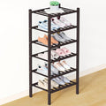 Smiry Bamboo Shoe Rack for Closet, 6 Tier Small Wooden Stackable Shoe Organizer, Free Standing Shoes Storage Shelf for Entryway, Front Door Entrance, Brown