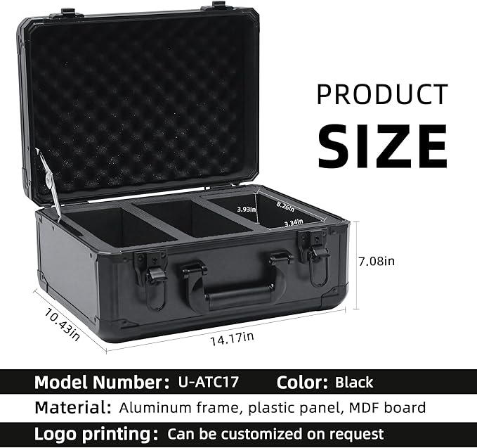 Graded Card Storage Box; Durable Sports, PSA Card Storage Case- Trading Card Storage Box - PSA Slab Case For Top Loaders (BLACK, 14.17x11.2x7 inches)