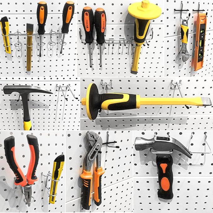 INCLY 278PCS Pegboard Accessories Organizer Kit, Peg Board Hooks Assortment with Bins for Organizing Various Tools, Fit 1/8 or 1/4 inch Pegboard for Hanging Storage, Garage Wall Attachments