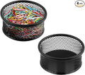 Paper Clip Holder With 50PCS Colored paper clips, 2/4PCS Stackable PaperClip Organizer for Desk,Metal Mesh PaperClip Holders with Non-Slip EVA Pad,for Office Binder Box(2pcs)