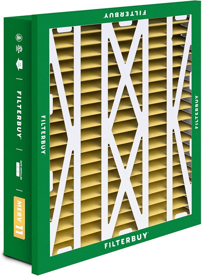 Filterbuy 20x25x5 Air Filter MERV 11 Superior Pet & Allergy Defense (4-Pack), Electrostatic Pleated HVAC AC Furnace Filters Replacement for Honeywell Return Grille (Actual Size: 18.38 x 23.38 x 3.69)