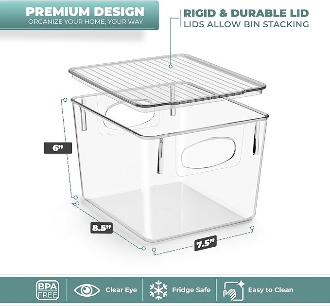 Sorbus Medium Clear Plastic Storage Bins with Lids, Clear Stackable Storage Bins, Clear Toy Storage Bins, Clothes, Medicine, Makeup, Closet, Art Supply, Bathroom, Shoe, Toy Storage Organizer (2 Pack)