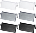 6 PCS Mesh Zipper Makeup Pouch Bags, Nylon Mesh Zipper Cosmetic Bags, Portable Travel Makeup Brush Pouches for Purse Toiletry Bag Organizer Case Diaper (Black, White, Gray)