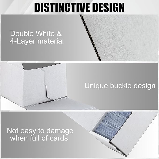 Trading Card Storage Box, 10-Pack 1100 Count White Corrugated Cardboard Bulk Sports Storage Box for TCG/Magic/Mtg Basketball Cards, Collectible Trading Cards