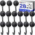 MIKEDE Strong Magnetic Hooks, 40LBS Black Swivel Swing Hooks Heavy Duty, Rare Earth Magnets with for Fridge, Grill Cruise Cabins, Hanging, Kitchen - 28 Pack