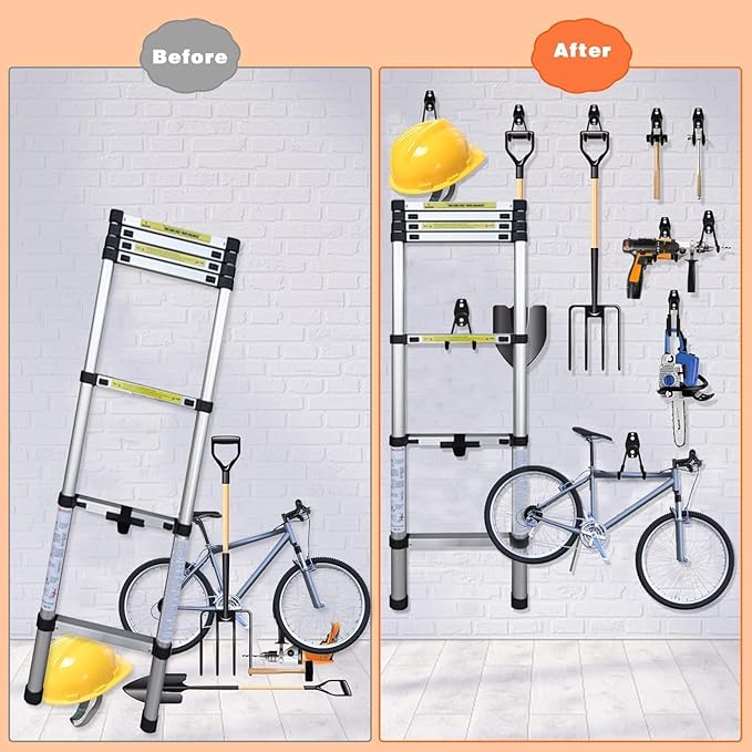 Garage Hooks,16 Pack Garage Hooks Heavy Duty,Utility Steel Garage Storage Hooks,Wall Mount Garage Hanger&Organizer for Organizing Power Tools,Ladders,Bulk Items,Bikes,Ropes and More Equipment