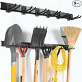 Garage Organization Wall Mount, 48inch Garden Tool Organizer with 6 Clamping Hooks, Heavy Duty, Garage Hanging Storage Rack for Yard Tools, Shovel, Shed, Hold Up to 420lbs (48Inch Black)