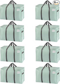 VENO 8 Pack Moving Bags and Large Christmas Storage Bins with lids. Alternative to Moving Boxes, Packing Supplies for College. Extra Large Heavy Duty Totes for Packaging (Shiny Light Green, 8 Pack)