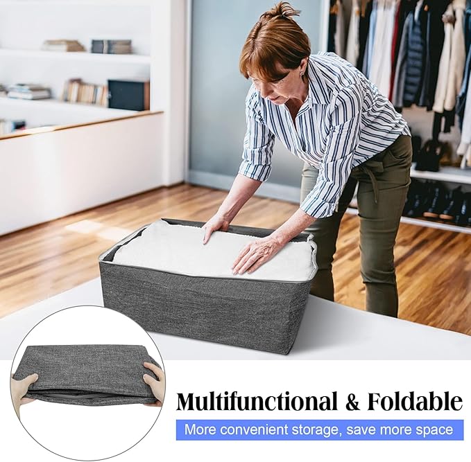 3Pack 105L Extra Large Storage Bags, Folding Comforter Blanket Storage Bags Closet Organizers and Storage Containers for Clothes with Strong Handles&Zippers Clear Window for Bedding Pillow Black