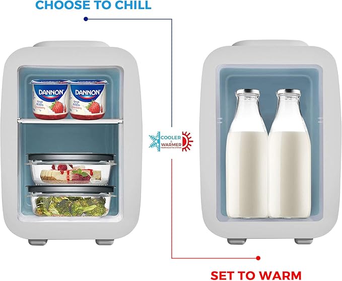 CAYNEL Mini Fridge Portable Thermoelectric 4 Liter Cooler and Warmer for Skincare, Eco Friendly Beauty Fridge For Foods,Medications, Cosmetics, Breast Milk, Medications Home and Travel
