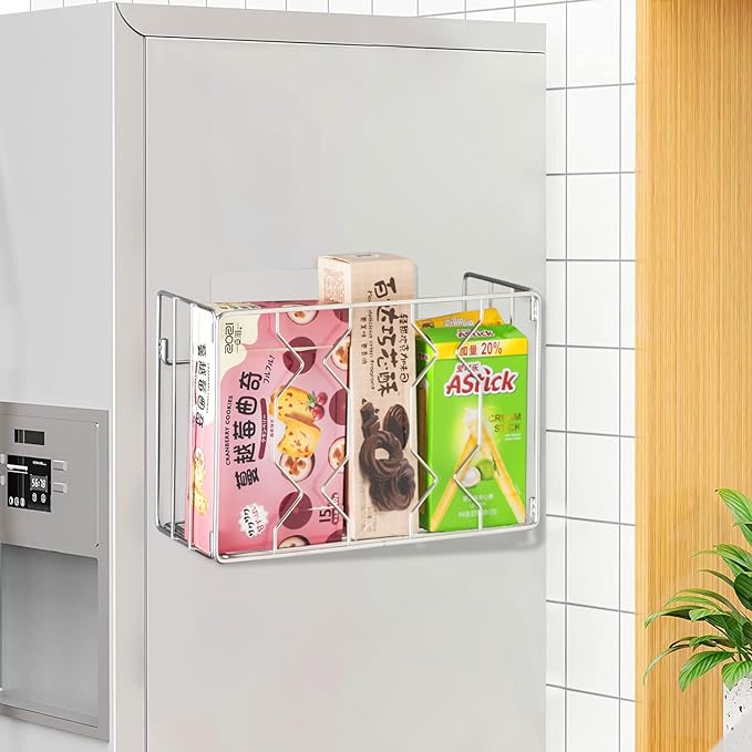 YQh Wall Mount Kitchen Wrap Organizer Rack, Cabinet Storage Basket, Aluminum Foil Rack, Mounts to Solid Cabinet Doors or Walls, Tall Basket Door Mount Cabinet Organizer