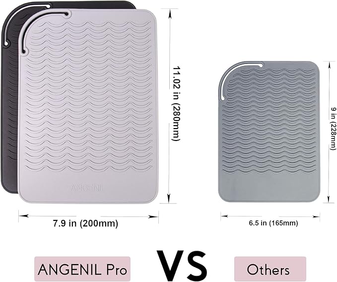 ANGENIL Pro Large Silicone Mat, Heat Resistant, for Curling Iron, Flat Iron, Travel Hot Hair Straightener Tools, Large Size 11.02" x 7.9"