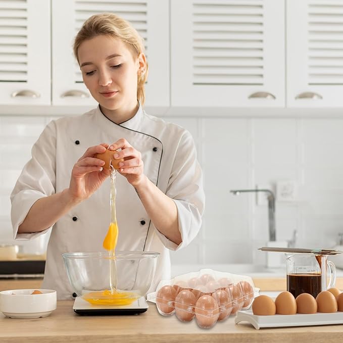 200Pcs Plastic Egg Carton Bulk Empty Clear Egg Tray Holder Container for Farm Business Market Home Kitchen Refrigerator Storage (3 x 4 Grids)