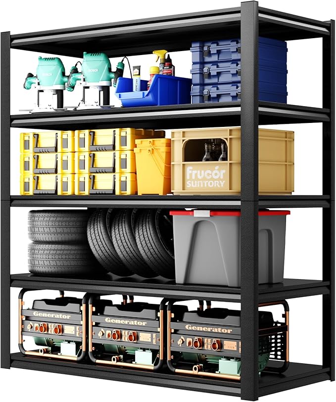 5 Tier Metal Shelving Unit,2800LBS Heavy Duty Garage Storage Shelves,Adjustable Storage Racks,Utility Shelf Industrial Storage Shelf for Garage,Basement,Shed 39.4" W x 18" D x 72" H
