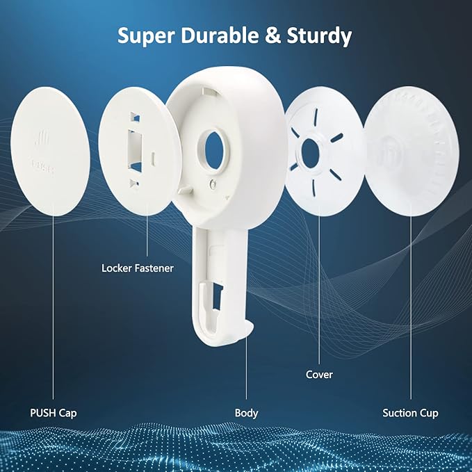 LEVERLOC Powerful Suction Toothbrush Holder, Removable Drill-Free Wall Shower Holder for Toothbrush, Toothpaste, Razor, Self-draining Suction Cup in Shower, Kitchen Tableware Organizer, White, 2 Pack