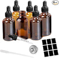 6 Pack 2oz Tincture Bottles With Dropper Amber Glass Dropper Bottle with Measured Eye Dropper Funnels,Labels,60ml Empty Bottle Brown for Homemade Vanilla Essential Oil,Tincture,Serum,Liquids