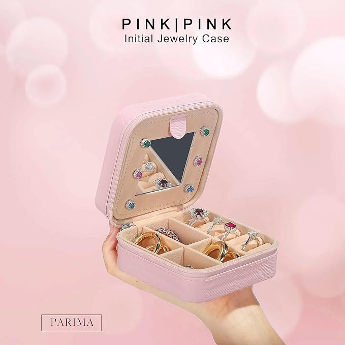 Parima Gifts for Girls - Gifts for Teen Girl Trendy Stuff, 6,7,8,9,10,11,12 Year Old Girl Birthday Gift Travel Jewelry Box Organizer Gifts 2025 - Letter A, Pink