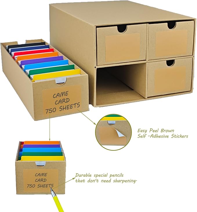 6 Sets Trading Card Storage Boxes, Includes 24-750 CT Boxes & 96 Dividers, 18000+ Trading Cards Organizer for Collectible Card Games, Sports Cards, TCG, with Labels & Pen