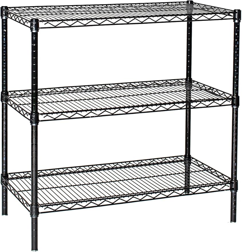 Omega 14" Deep x 24" Wide x 74" High 3 Tier Black Starter Shelving Unit
