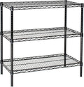 Omega 36" Deep x 72" Wide x 74" High 3 Tier Black Starter Shelving Unit