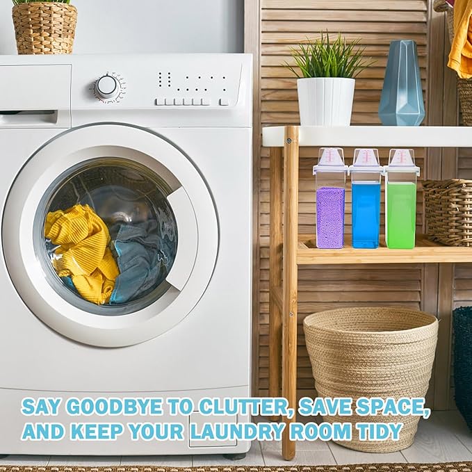 Laundry Detergent Dispenser 3 Pack Laundry Soap Dispensers 78 oz Liquid Detergent Dispenser for Room Organization with 6 Removable Labels for Softener Bleach Powder Soda etc