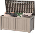 120 Gallon Deck Box,Resin Outdoor Storage Box with Lockable for Patio Furniture, Pool Tools, Garden Tools Waterproof Outside Storage Box (Grey)