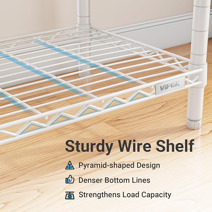 VIPEK X1 Expandable Clothes Rack Heavy Duty Adjustable from 2' to 3'5" with Flexible Shelves and Hanger Rods Metal Garment Racks Portable Closet Rack Clothing Racks for Hanging Clothes, White