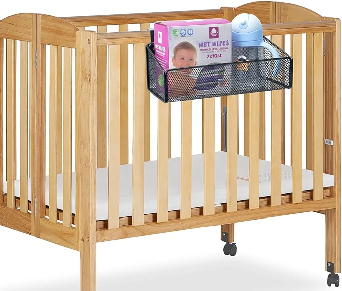 Bedside Caddy Shelf Hanging Storage Basket for Bunk Bed, Office Cubical Walls, Baby Rails, College Dorm Organizer - 5 Pairs Sized Hooks for Phone, Glass, Magazine, Decor (Black)
