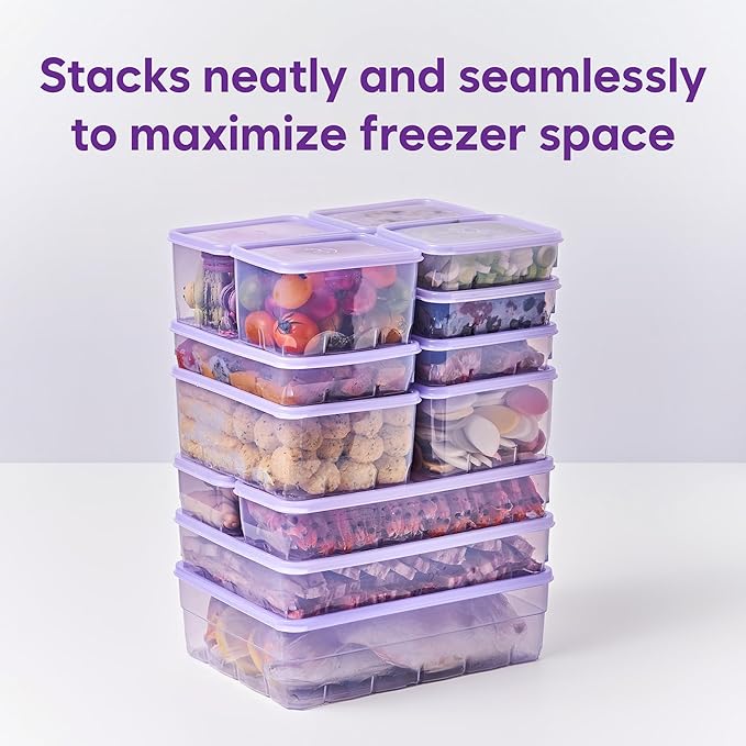 Twist-Release Freezer Containers, Family pack, 26pcs | Flexible When Frozen, No-Thaw Release | Anti-Break, BPA-Free, Stackable | Made in Korea