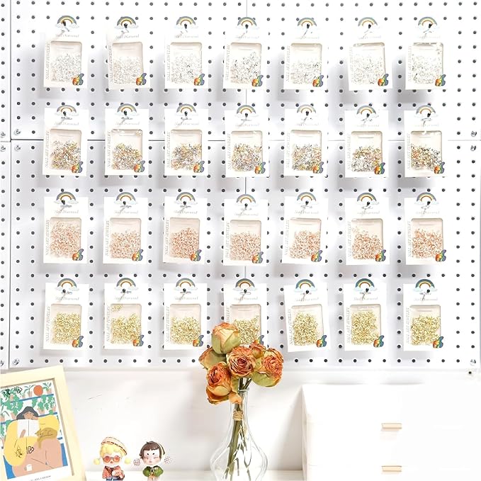 HUHOLE Pegboard Hooks 6 Inch 50PC, Ideal Garage Organization, Wall Storage Tool Organizer, Fit 1/4" 1/8" Peg Board with Plastic Tip (Silver, 6 Inch)
