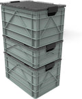 SIDIO CRATE Pro Pack - Two Full Size and One Half Size Heavy Duty Stackable Storage Bins, Totes and Containers with Lids and Dividers - Durable Organizer for Home, Office, Garage, and Outdoor Use